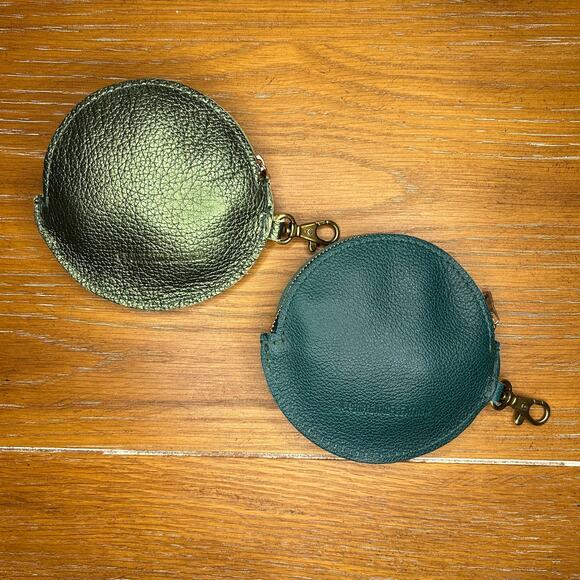 Portland Leather Holiday Pouch Set of 2 PLG Keychain Gingerbread Poinsettia - Picture 5 of 7